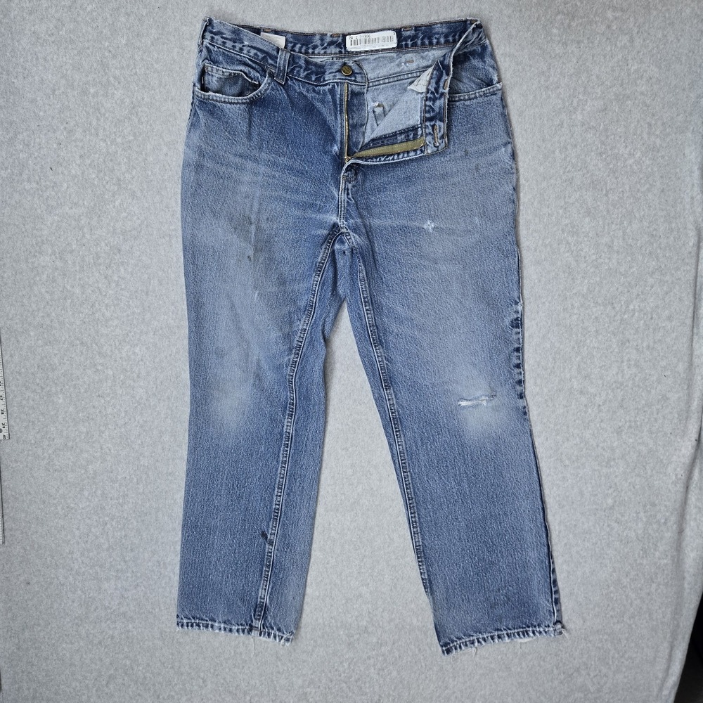 Carhartt FR Men Jeans Blue Denim Workwear 30" Inseam READ